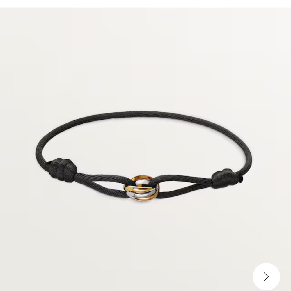 Cartier Black Cord Bracelets with Gold and Silver Details